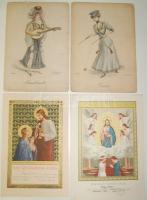 Kis nyomtatvány tétel: nagyméretű házassági köszöntő levél, kézzel írott kotta, emléklapok, litho ny...