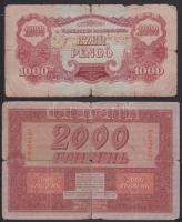 Vegyes papírpénz tétel (6x), benne 10Ft, 20Ft, 500Ft, 1000P, 2000R és 5000M T:vegyes