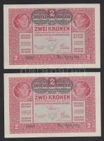 1917. 2K (2x) "Deutschösterreich" fny.-sal, egymásutáni sorszámokkal T:I