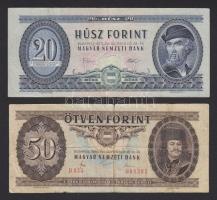 1945-1984. 10db magyar bankjegy, benne: 500P, 10.000P, 100.000P, 10Ft, 20Ft, 50Ft, 100Ft (elcsúszott...