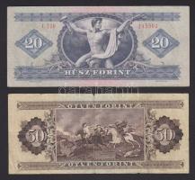 1945-1984. 10db magyar bankjegy, benne: 500P, 10.000P, 100.000P, 10Ft, 20Ft, 50Ft, 100Ft (elcsúszott...