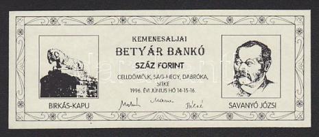 1996.06.14-16. "Kemenesaljai Betyár Bankó" 100Ft T:I