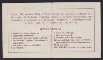 1925. "Nyurosz" sorsjegy 10.000K T:II