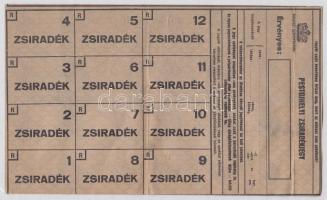 cca 1944 Pestújhelyi zsiradékjegy teljes ív T:III