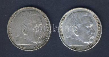 Németország 1936A-D 5DM (2x) "Hindenburg" Ag T:2,2-