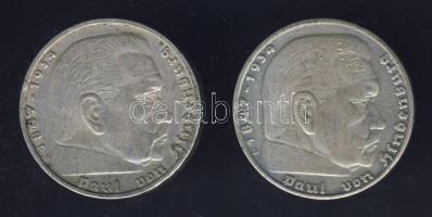 Németország 1937A-D 5DM (2x) "Hindenburg" Ag T:2,2-