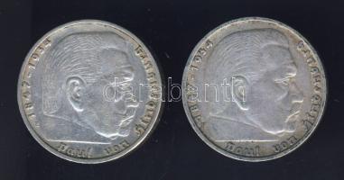 Németország 1935E-F 5DM (2x) "Hindenburg" Ag T:2