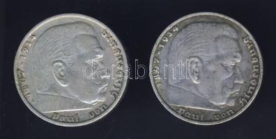 Németország 1936A-D 5DM (2x) "Hindenburg" Ag T:2,2-