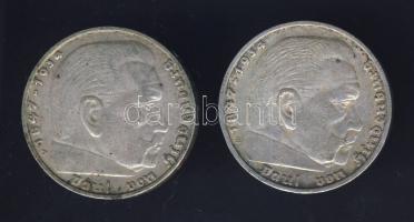 Németország 1936D-E 5DM (2x) "Hindenburg" Ag T:2,2-