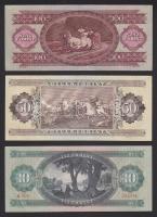 1986. 50Ft függőleges papírránccal T:I + 1962. 10Ft T:I- egyszer hajtva + 1962. 100Ft T:I-