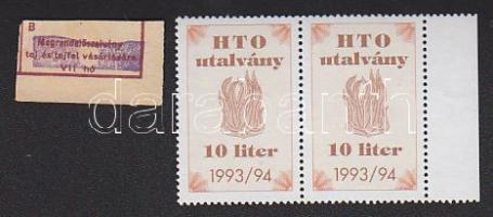 1993/94 HTO utalvány 2x10 liter T:I + megrendelőszelvény tej és tejfel vásárlására T:II