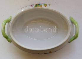 Herendi jelzéssel ellátott Viktória-mintás kézzel festett füles porcelán kínáló tálka / Herend handp...