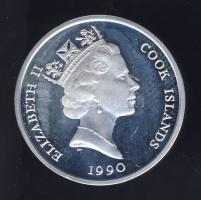 Cook-szigetek 1990. 10$ Ag "500 éve fedezték fel Amerikát" T:PP
