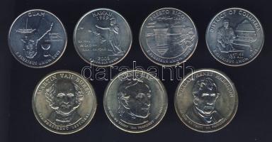 USA emlékpénzek: 1/4$ (4x) + 1$ (3x) T.1