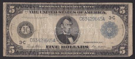 USA/Federal Reserve Note 1914. 5$ kék Abraham Lincoln 3-C T:IV