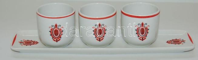 Csepel művek emblémás Hollóházi porcelán likőrös-készlet