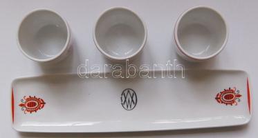Csepel művek emblémás Hollóházi porcelán likőrös-készlet