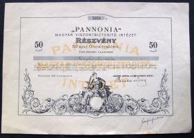 1941. "Pannonia Magyar Viszontbiztosító Intézet" részvénye 50P-ről