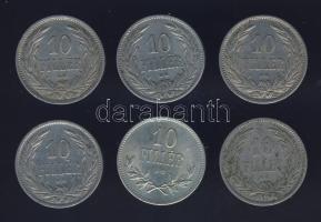 1893. 10f, 1894. 10f, 1895. 10f, 1908. 10f, 1909. 10f, 1915. 10f T:2,3