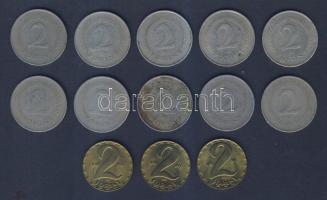 1950-1965. 2Ft 10klf évszámmal + 1970-74. 2Ft 3klf évszámmal T:2,3 összesen 13db.