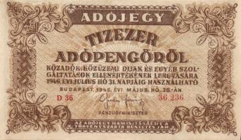 1946. 10000AP (2x) egyik sorszámozott, másik sorszám nélküli, v.j. papíron + 1946. 50000AP (2x) v.j....