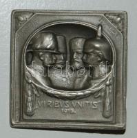 Ausztria 1915. I. Világháborús kitűző a Központi hatalmak vezetőivel, felirat "Viribus Unitis"