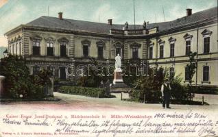 Hranice na Morave (Mährisch Weisskirchen) girls school and Franz Joseph statue (EK)