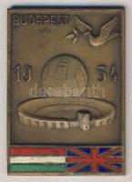 1954. Az emlékezetes Magyarország-Anglia(7:1)futballmérkőzés 1954.05.23. a Népstadionban zománcozott Br emlékplakett T:2-