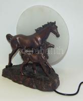 Kézzel készítette fa és réz asztali lámpa tejüveggel / Handmade table-lamp 37 cm