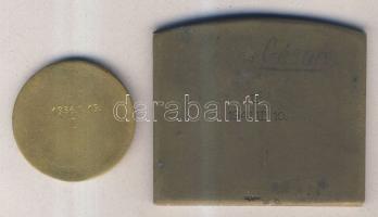 1941. "Magyar Sí Szövetség" szögletes Br plakett. Szign.Berán Lajos T:3 + 1936. M.Kir. Pos...