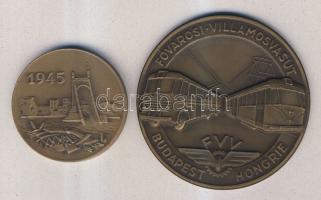 DN Fővárosi Villamosvasút Br emlékérem T:1 + 1945-1970. "Budapest-Erzsébet" híd Br emlékérem T:1/2
