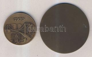 DN Fővárosi Villamosvasút Br emlékérem T:1 + 1945-1970. "Budapest-Erzsébet" híd Br emlékér...