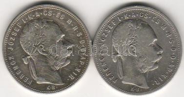 1881 1Ft ezüst  variáns "Széles címer" +  összehasonlító normál példány Hu.:358a T:3+/3 RR...