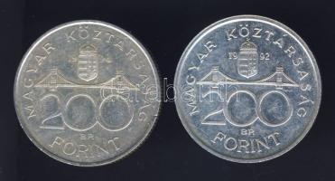 1992. 200Ft "MNB" Ag T:1 ph. + 1994. 200Ft "Deák" Ag T:2