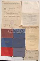 Kis nyomtatvány tétel: 6 db sportigazolvány, belépő, tagsági könyv, 1893 klinikai rendelőlap, 1943 elsősegély tanfolyam bizonyítványa, stb.