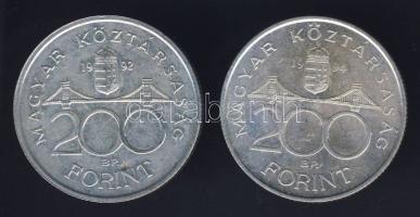 1992. 200Ft "MNB" Ag T:1/2 + 1994. 200Ft "Deák" Ag T:1/2