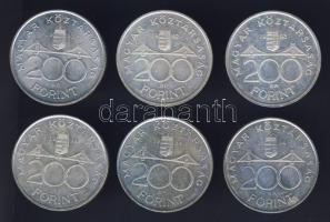 1992-94. 200Ft Ag "Deák" + "MNB" (6x) T:1,2
