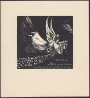 Vadász Endre (1901-1944): Karácsonyi színezett linómetszet-papír 17x19 cm