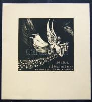 Vadász Endre (1901-1944): Karácsonyi  linómetszet-papír 17x19 cm