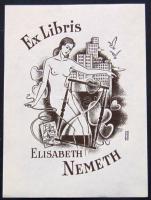Németh Nándor: Akt ex libris ofszet-papír 9x12 cm