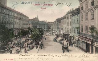 Lviv main square town hall with the shop of Fryderyk Schubuth
