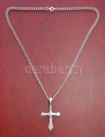 Ezüst (Ag) Art deco lánc kereszt medállal 32,8 gr