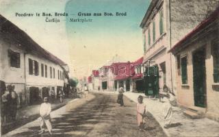 Bosanski Brod market square with the shop of Deutsch (EB)