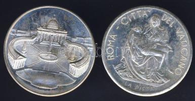 Vatikán DN "II.János Pál pápa-Bazilika + Pieta" ezüstözött emlékérem-pár T:2