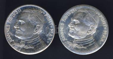 Vatikán DN "II.János Pál pápa-Bazilika + Pieta" ezüstözött emlékérem-pár T:2