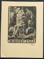 Fery Antal (1908-1994): Ex libris, fametszet, 9x13 cm