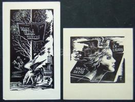 Menyhárt József (1901-1976) 2 db Ex libris fametszet-papír