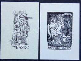 Németh Nándor: 2 db Ex libris fametszet-papír 8x11 cm