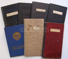 7 db régi egyetemi index és oklevél