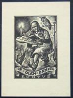 Drahos István (1895-1968) Ex libris fametszet-papír, jelzett 8x11 cm